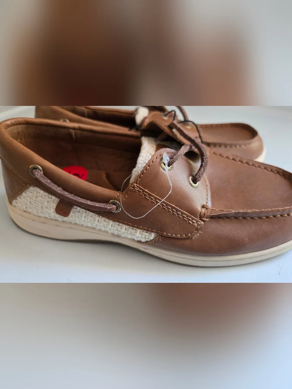 Sperry Halefish Boat Shoes Womens 6 Linen Leather Brown Nautical Comfort Casual - Picture 6 of 10